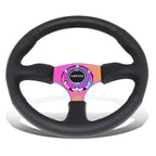 NRG 35cm Deep Dish Neochrome Leather Grip Steering Wheel for Universal (2010–2023)