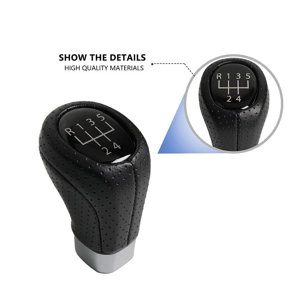 5 Speed Shift Knob Black PU Leather for BMW E36 E46 M3 Z4 E90 E91 E92 M5 E39 (1992–2013)