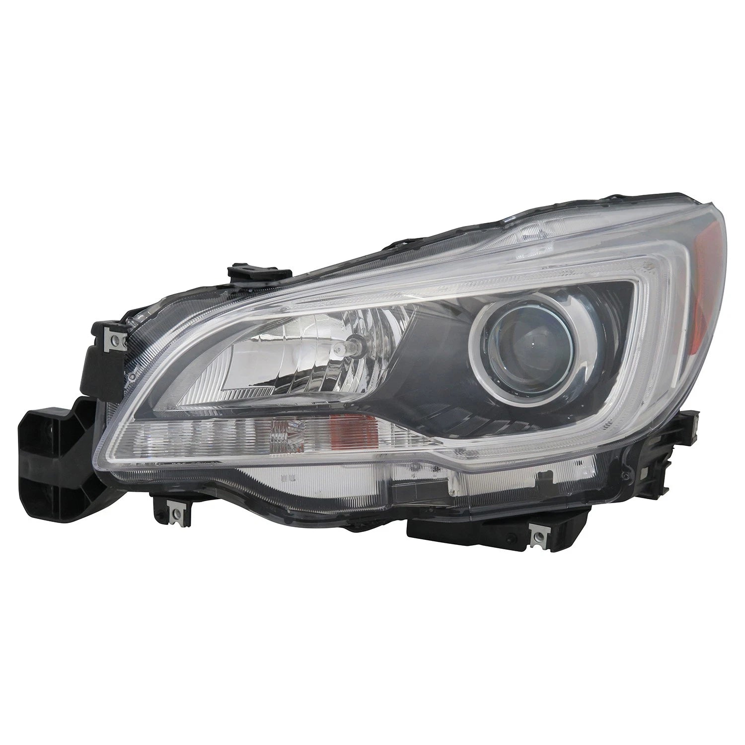 Replacement Driver Side Halogen Headlight Assembly w/Black Bezel w/Chrome Trim