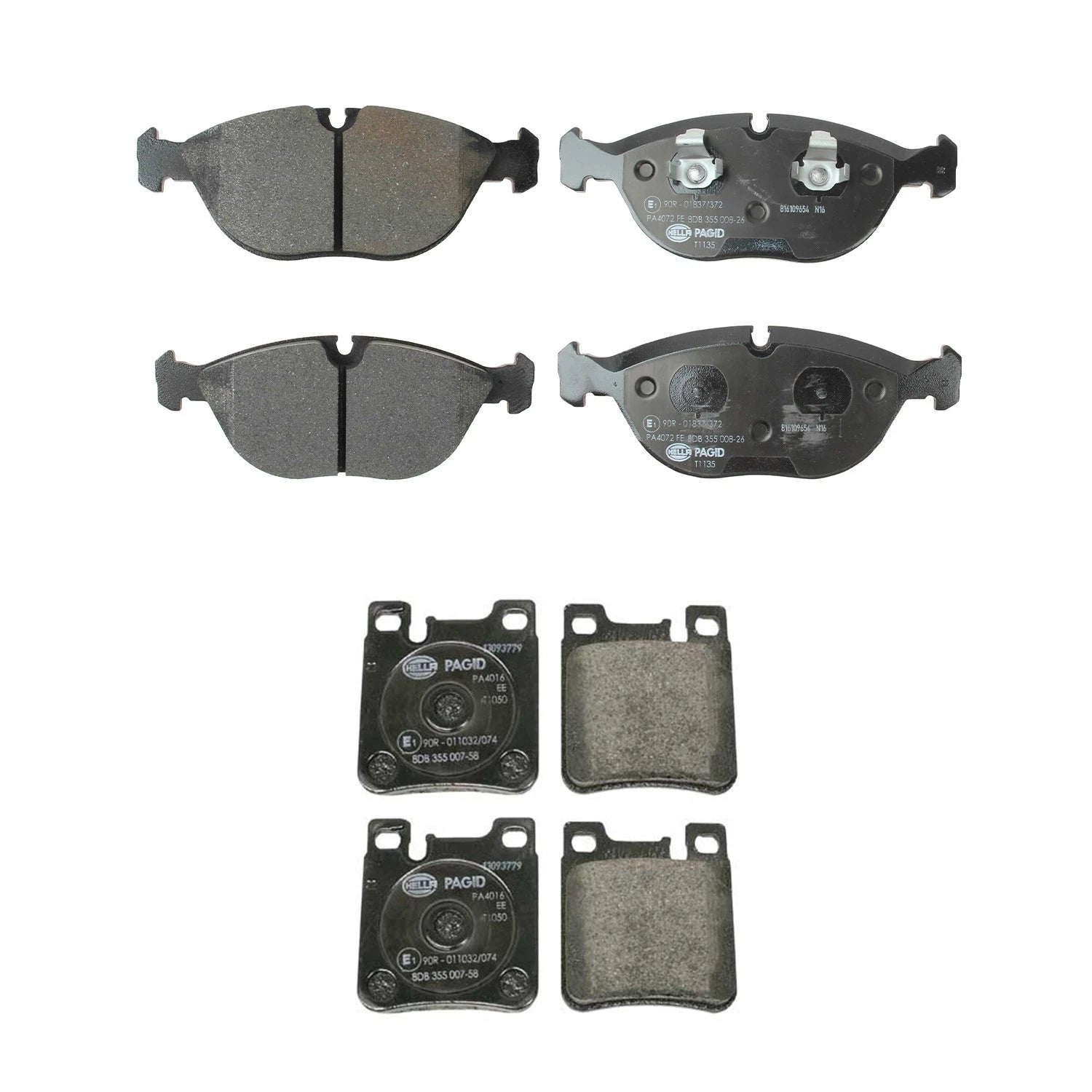 Hella Low-Met Front & Rear Disc Brake Pad Kit for Crossfire W210 E430 R170 SLK32 (2001–2007)