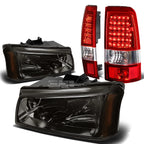 Smoke Crystal Headlight + Chrome Red LED Tail Light for Silverado (2003–2007)