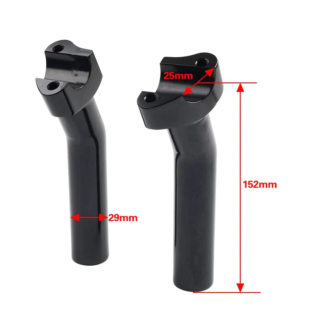 6" CNC Pullback Handlebar Risers Black for Harley Softail Sportster