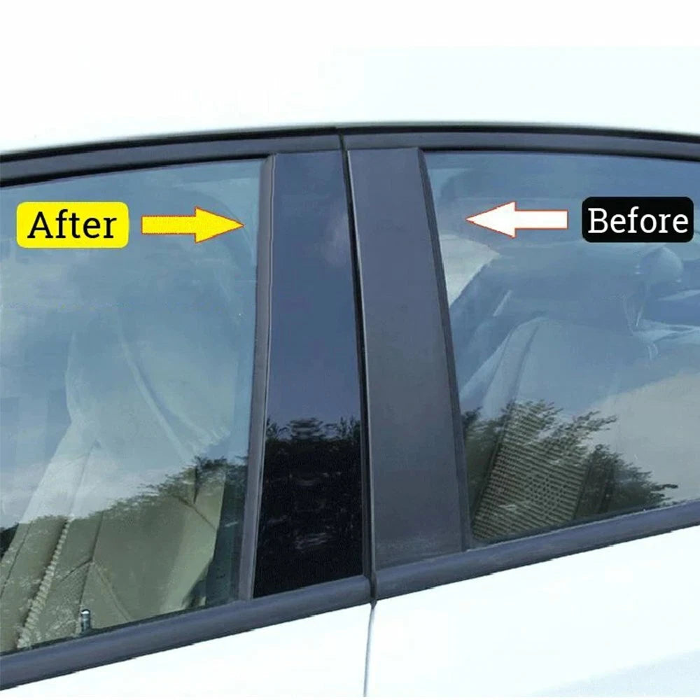 6X Gloss Black Side Window Pillar Post Cover Trim for Honda Civic (2016–2020)