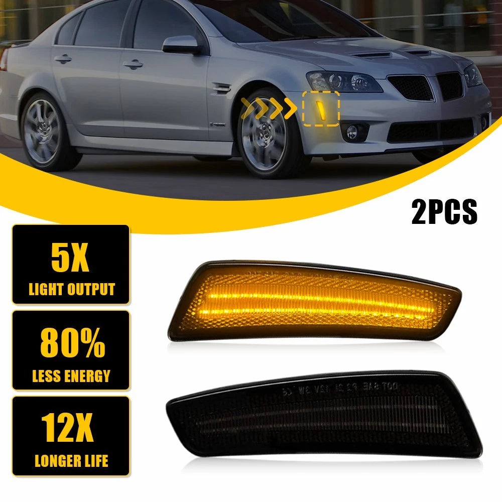 2PC Front LED Side Bumper Marker for Pontiac G8 GT/GXP (2008–2009) Smoked Amber