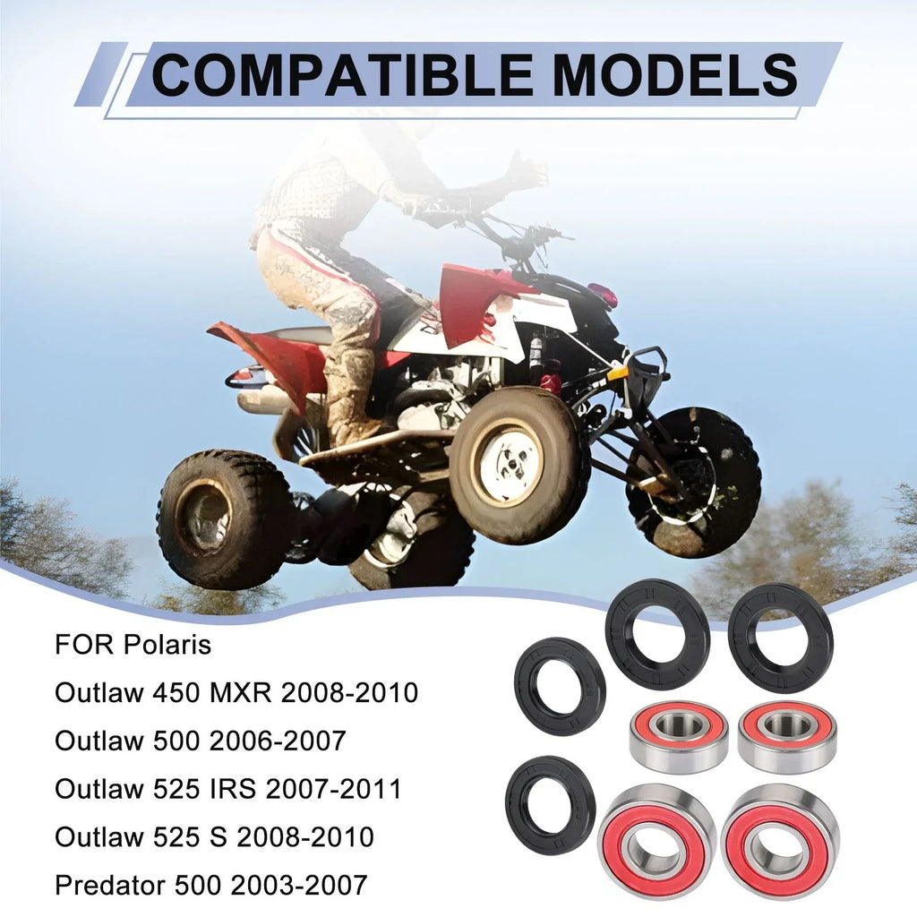 2 x Front Wheel Bearings W/Seals Kit for Polaris Predator 500 (2003–2007)