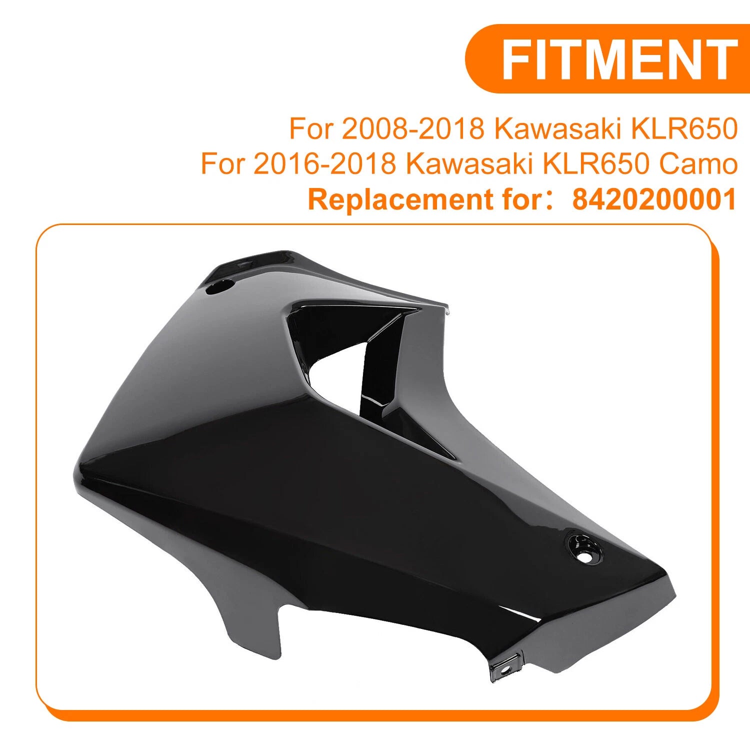 Right Radiator Shroud Plastic Black for Kawasaki KLR650 (2008–2018)