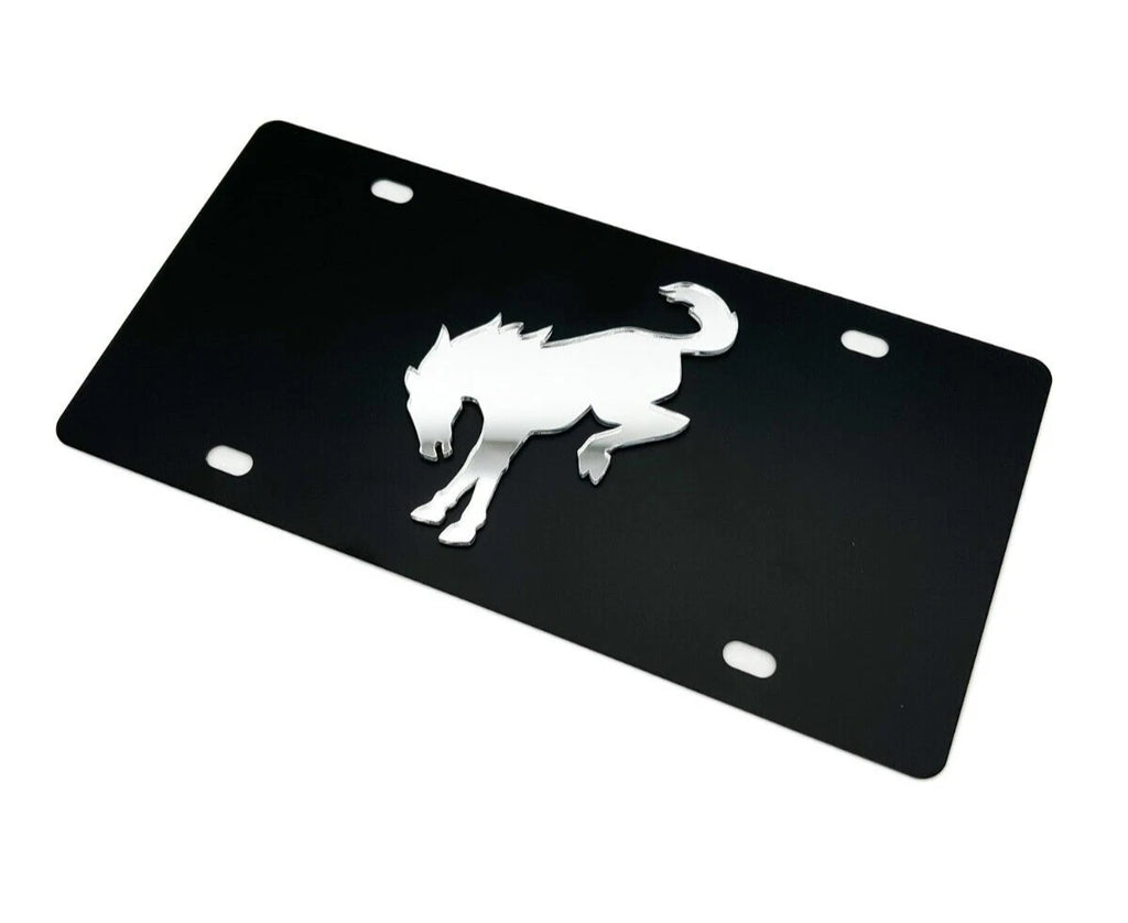 License Plate Frame Premium Black Metal for Ford Bronco Mirror Logo (2021–2024)