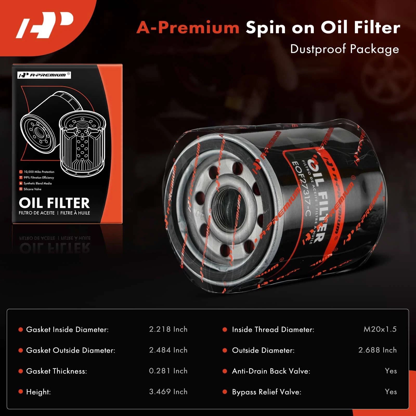 Engine Oil Filter for Nissan Altima (1998-2003, 2005, 2007) & Sentra (2000-2006)
