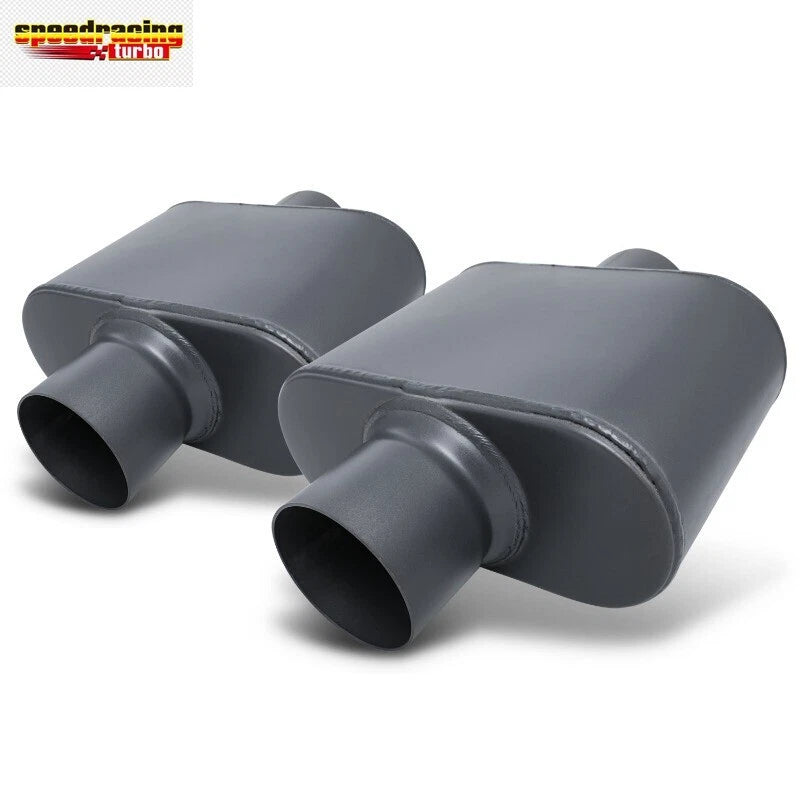 Set of 2 Stainless Steel 3" Center Inlet/Outlet Exhaust Muffler
