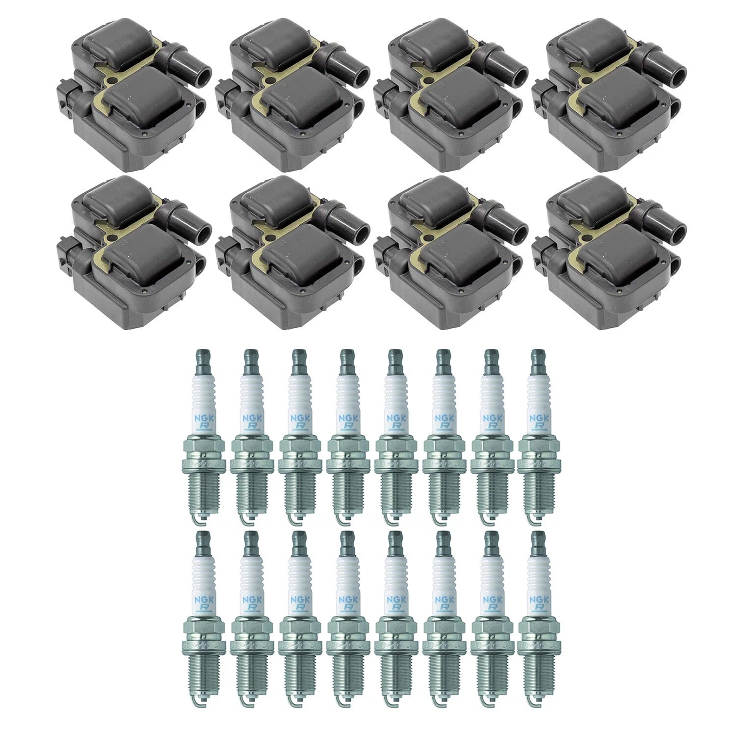 Set of 8 Ignition Coils & 16 Spark Plugs for Mercedes W202 C215 C208 W210