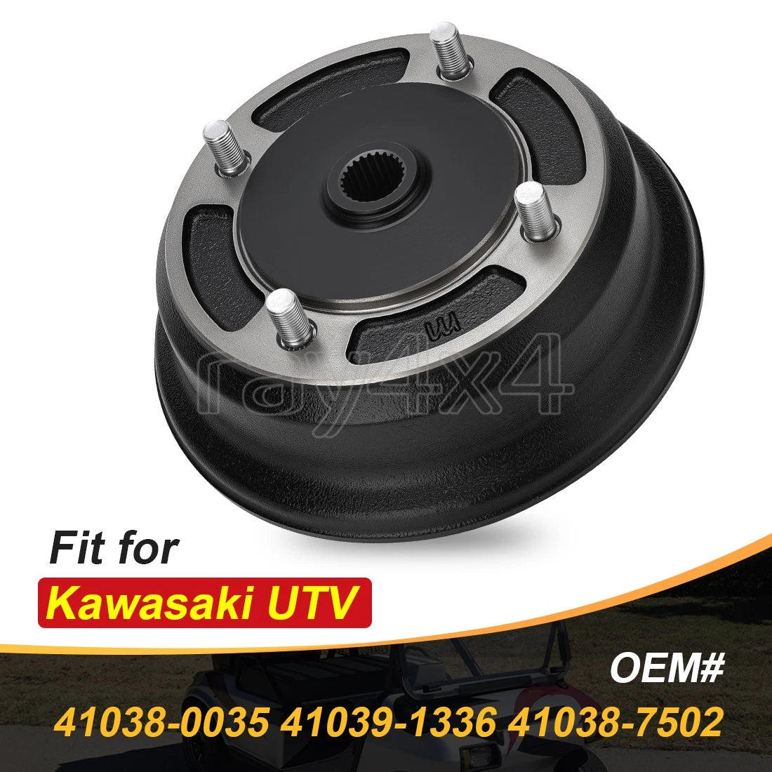 Rear Brake Drum for Kawasaki KAF620 Mule 3000 3010 2001–2008, Mule 4000 2009–2023