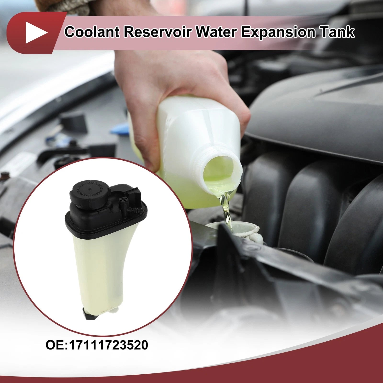 Coolant Expansion Overflow Tank with Cap No. 17111723520 for BMW E36 (1992–1999)