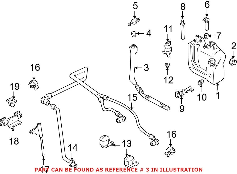 Washer Fluid Reservoir Filler Pipe for BMW (2000–2023) 61607038436