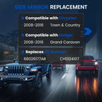 Heated Mirror Glass Left Driver Side for Dodge Grand Caravan (2011-2019)
