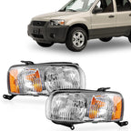 Set of 2 Headlight Lamp Assemblies for Ford Escape (2001–2004) Chrome