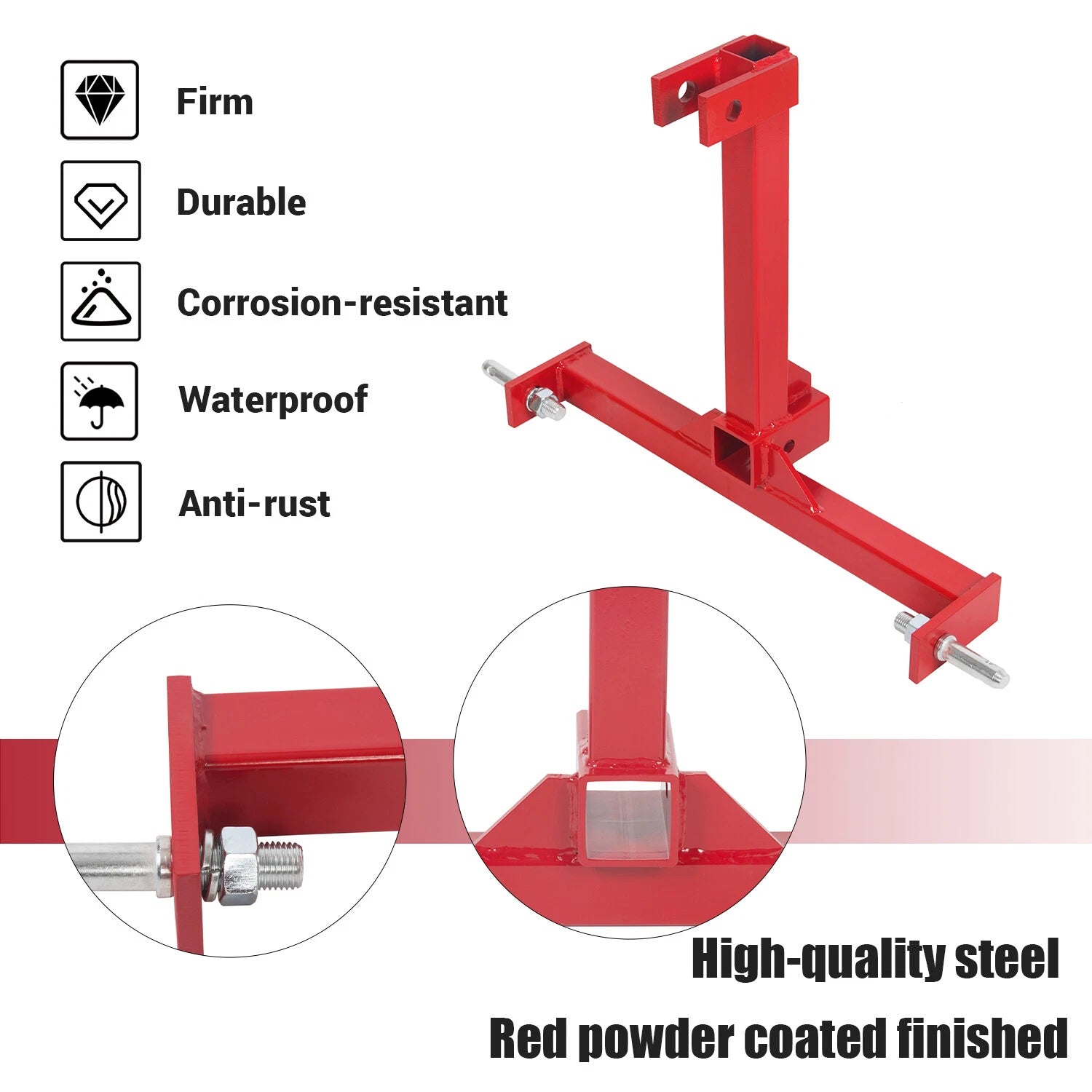 3 Point 2" Receiver Trailer Tow Hitch for Category 1 Tractor