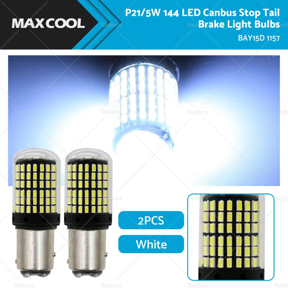 2X P21/5W BAY15D 1157 144SMD White LED Brake Light Bulbs for Cars