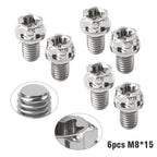 6pcs M8x15mm Titanium Torx Head Flange Bolts for Motorcycle Bike