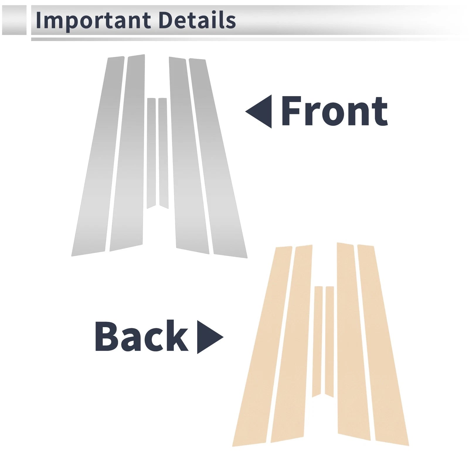 Set of 6 Door Pillar Window Trim for Mazda 6 (2003–2007) Silver Tone