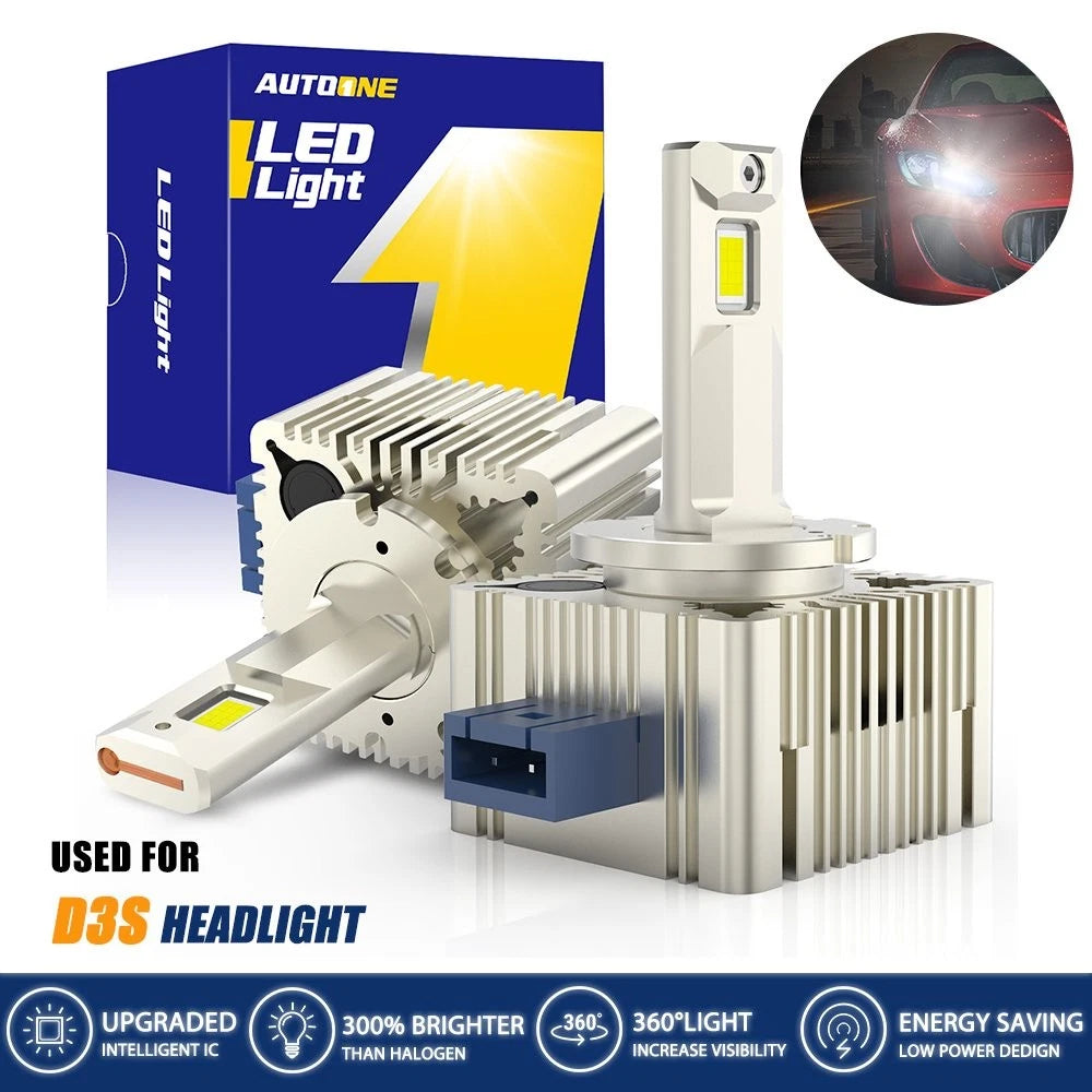 2X D3S D3R LED Headlight Bulbs 240W 6000K for HID Xenon Conversion