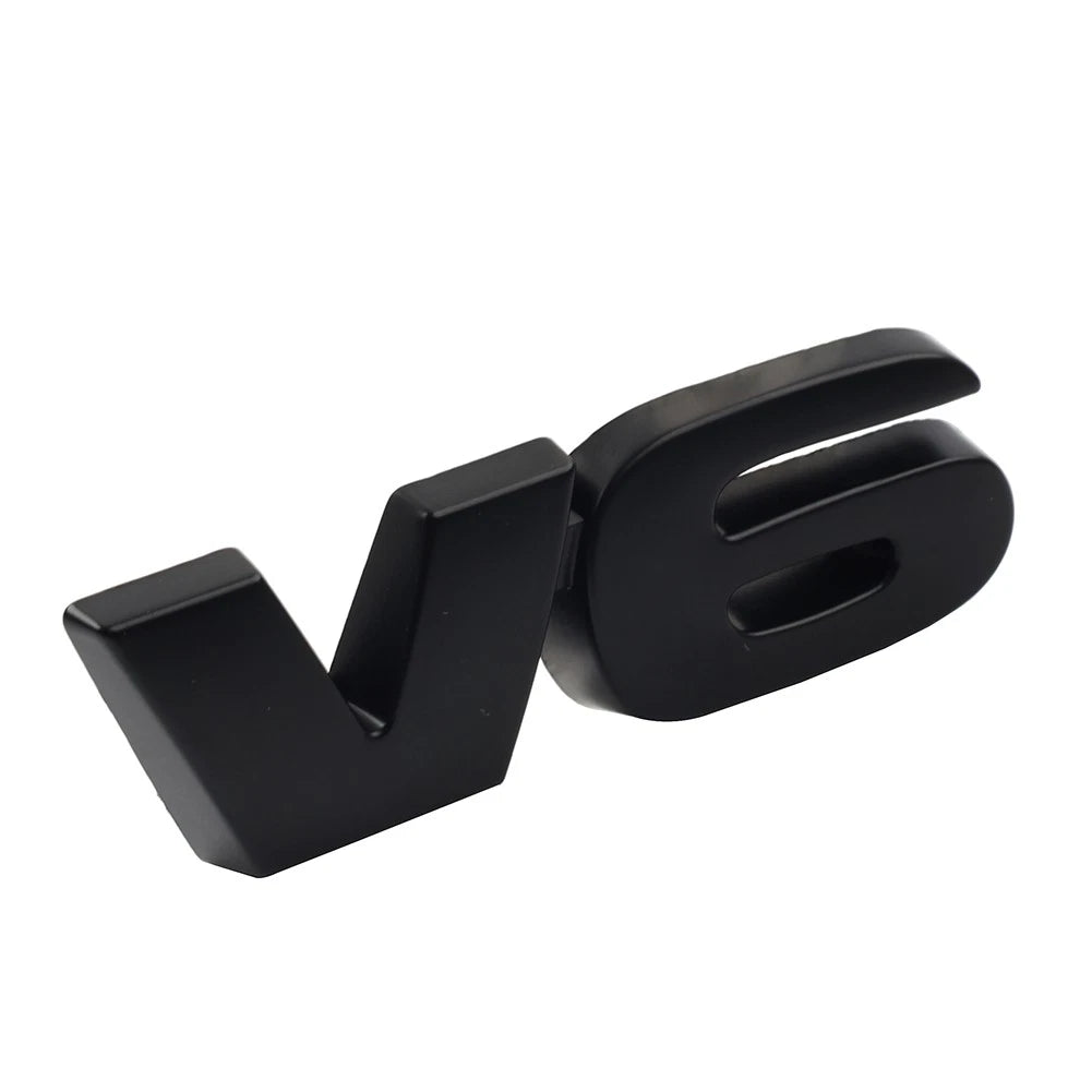3D Black Metal V6 Logo Car Fender Trunk Engine Emblem