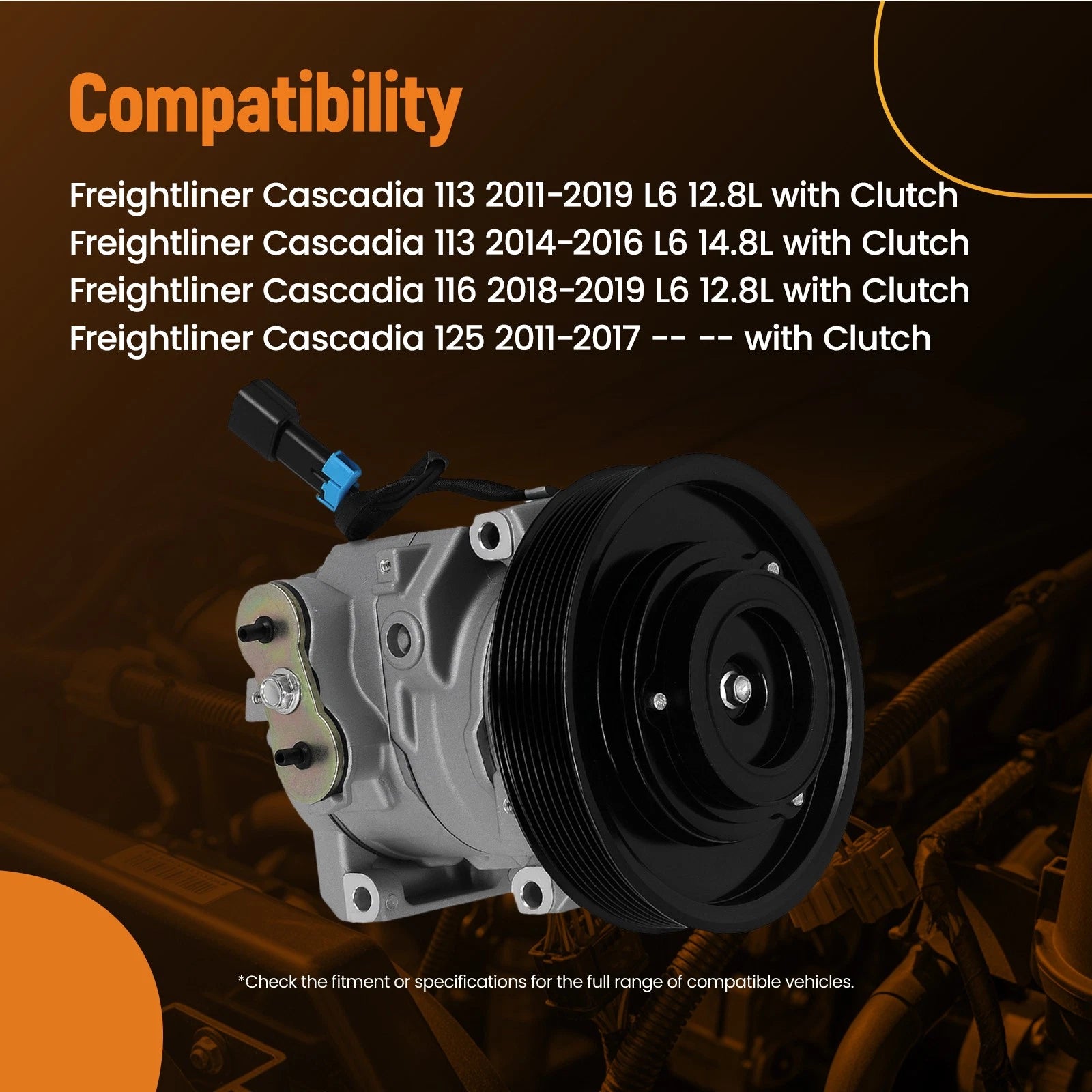 A/C Compressor 8-Groove for Freightliner Cascadia 125 (2011–2017) CO 29043