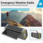 5000mAh Solar Hand Crank Radio Power Bank Flash Light for Emergency Use