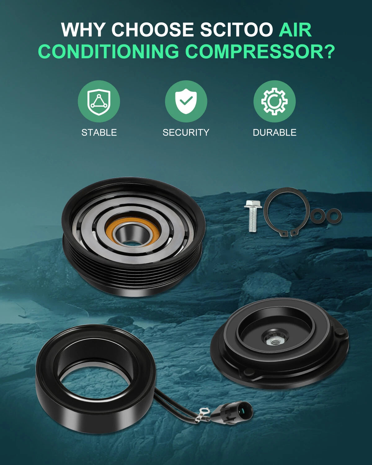 A/C Compressor Clutch Kit Pulley Coil for Hyundai Santa Fe (2003–2005) 58193
