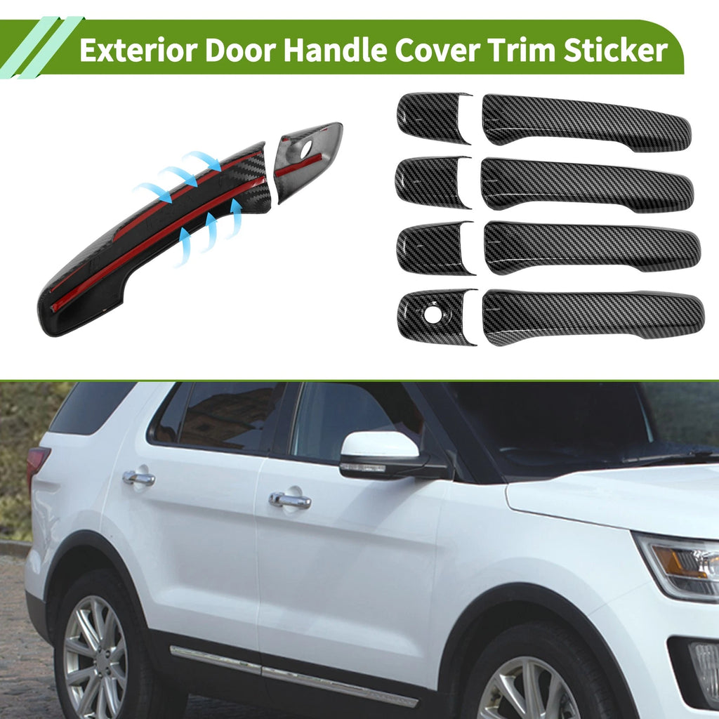 Set of 1 Exterior Door Handle Cover Trim for Ford Explorer (2011–2019) Carbon Fiber Black