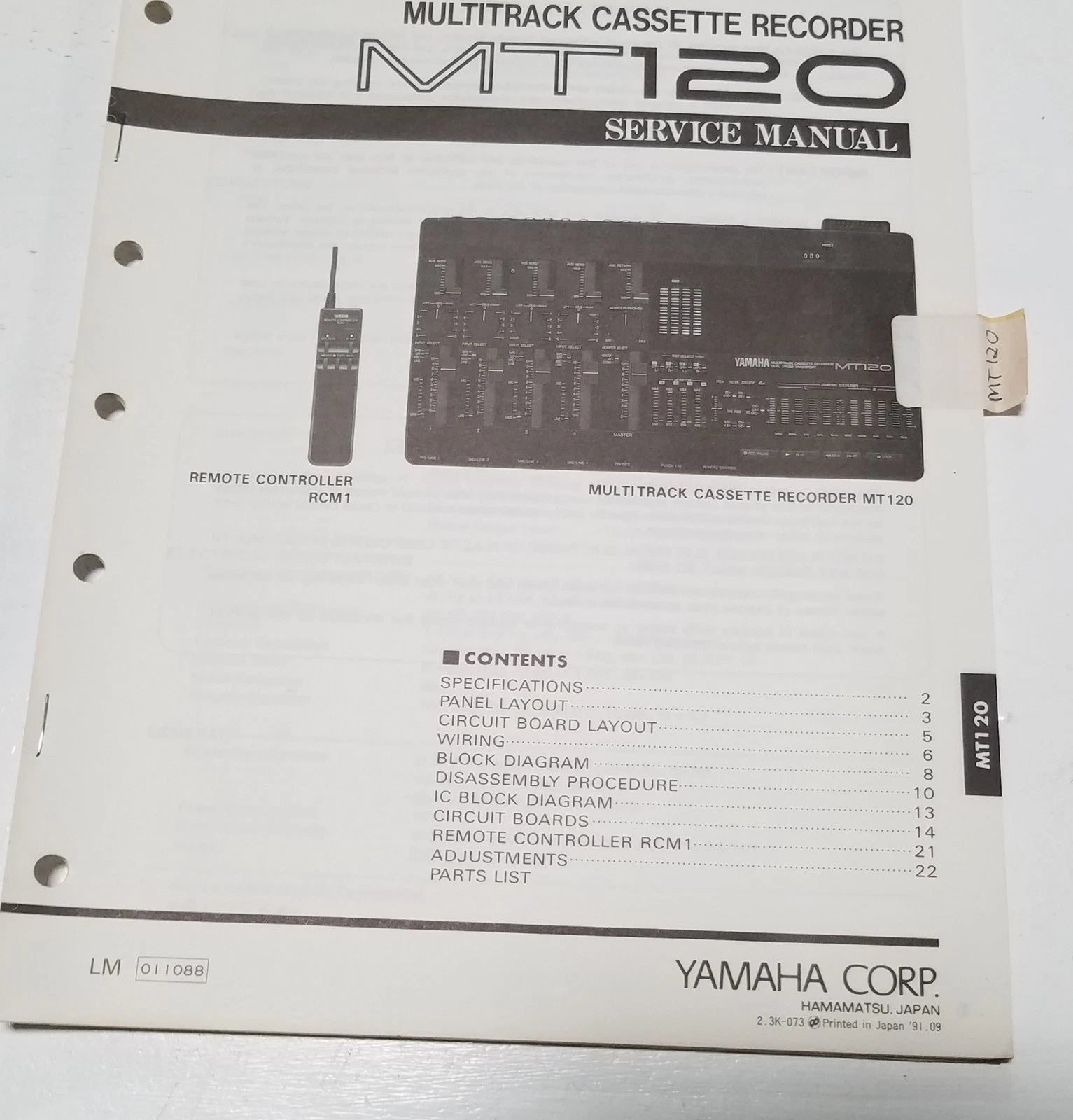 Service Manual for Yamaha MT120 (Vintage)