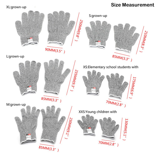 1 Pair Cut-Resistant Stretch Gloves for Kids (6-8 Years) Level 5 Protection