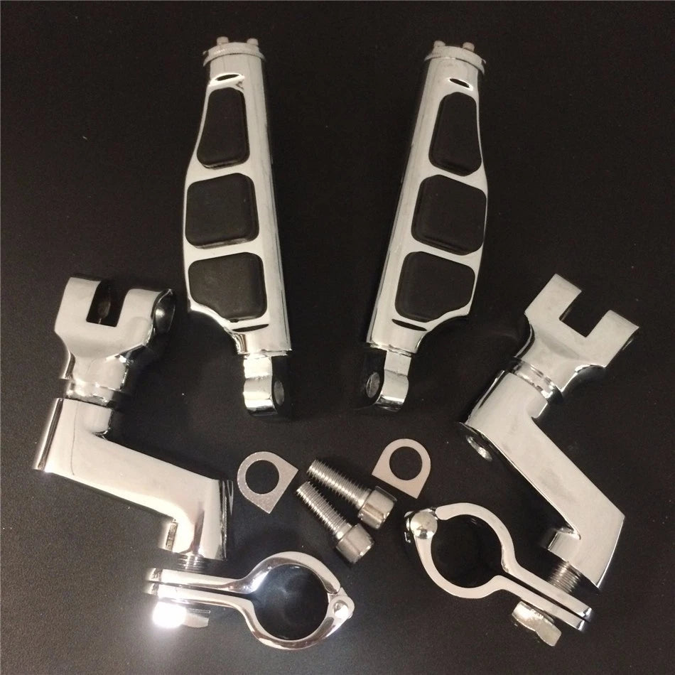 Front 25MM Foot Peg Clamps for Honda GoldWing GL Black Rubber