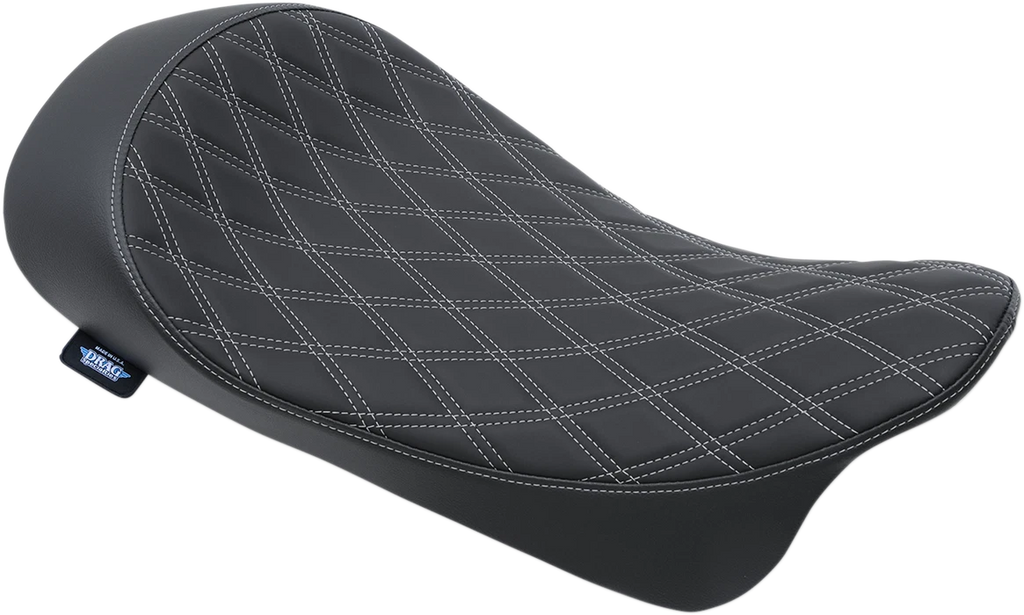 Low Solo Seat for Harley FL (Drag Specialties) - Double Diamond, Silver Stitch