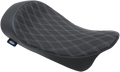 Low Solo Seat for Harley FL (Drag Specialties) - Double Diamond, Silver Stitch
