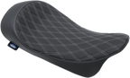 Low Solo Seat for Harley FL (Drag Specialties) - Double Diamond, Silver Stitch
