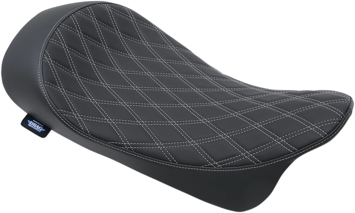 Low Solo Seat for Harley FL (Drag Specialties) - Double Diamond, Silver Stitch