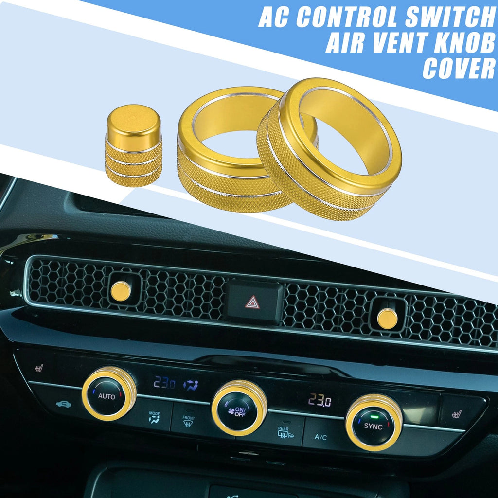 7pcs AC Control Switch Air Vent Knob Cover for Honda Civic (2022–2023) Gold Tone 767153391903