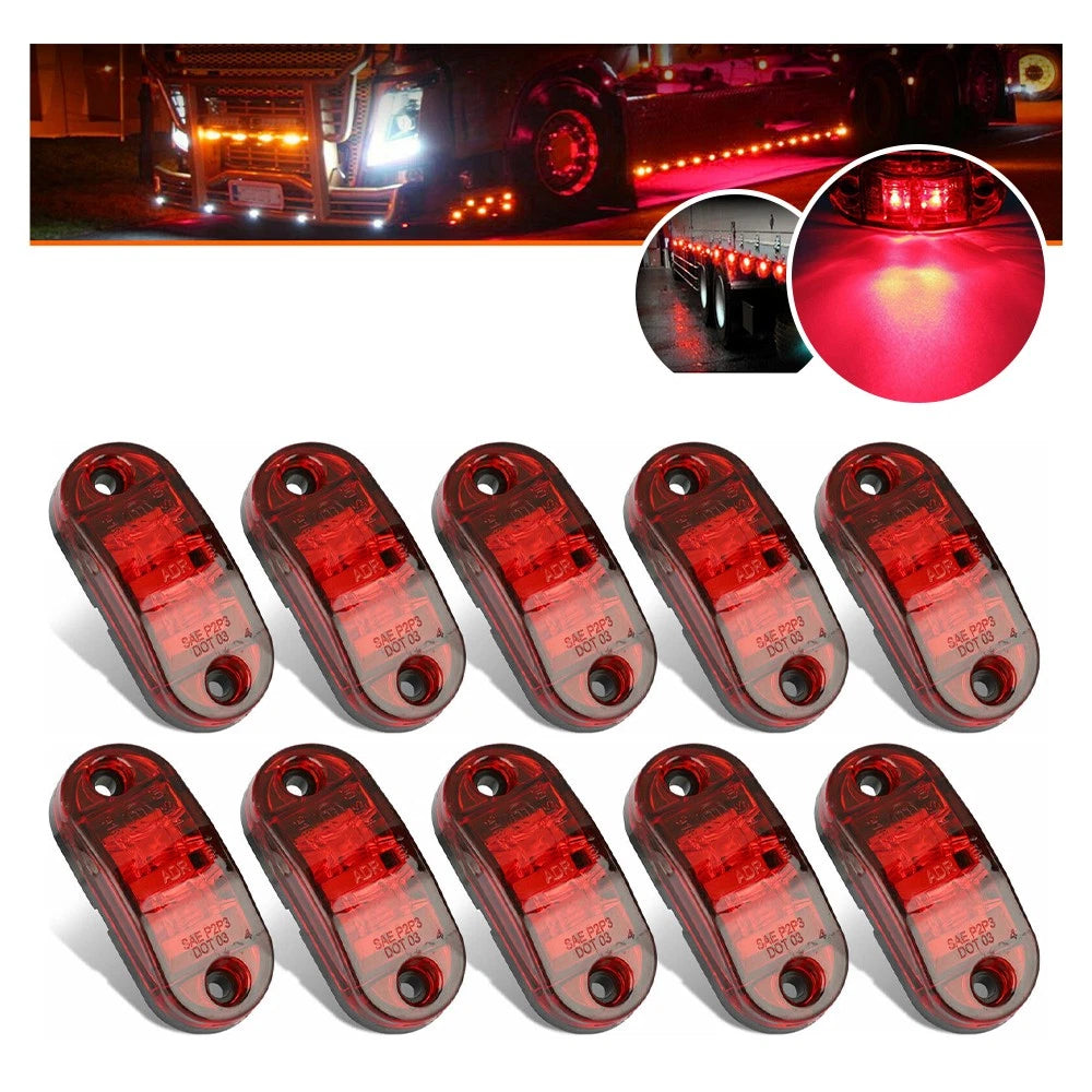 10Pcs LED Side Clearance Marker Light for Universal Trucks (12V)