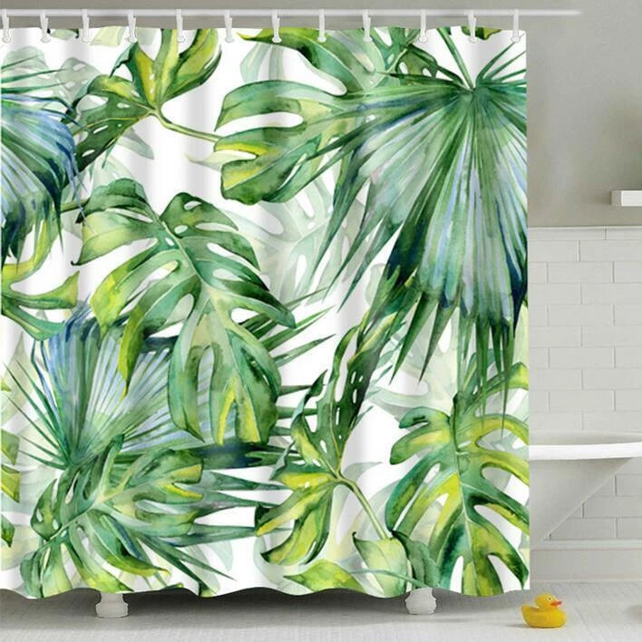 Shower Curtain Waterproof Banana Leaf Nordic 180x180cm