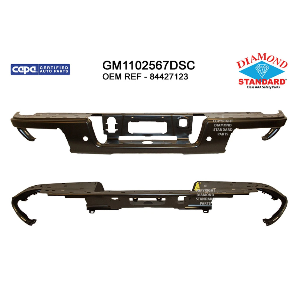 Replacement Steel Rear Step Bumper Face Bar w/Park Assist Sensor Holes