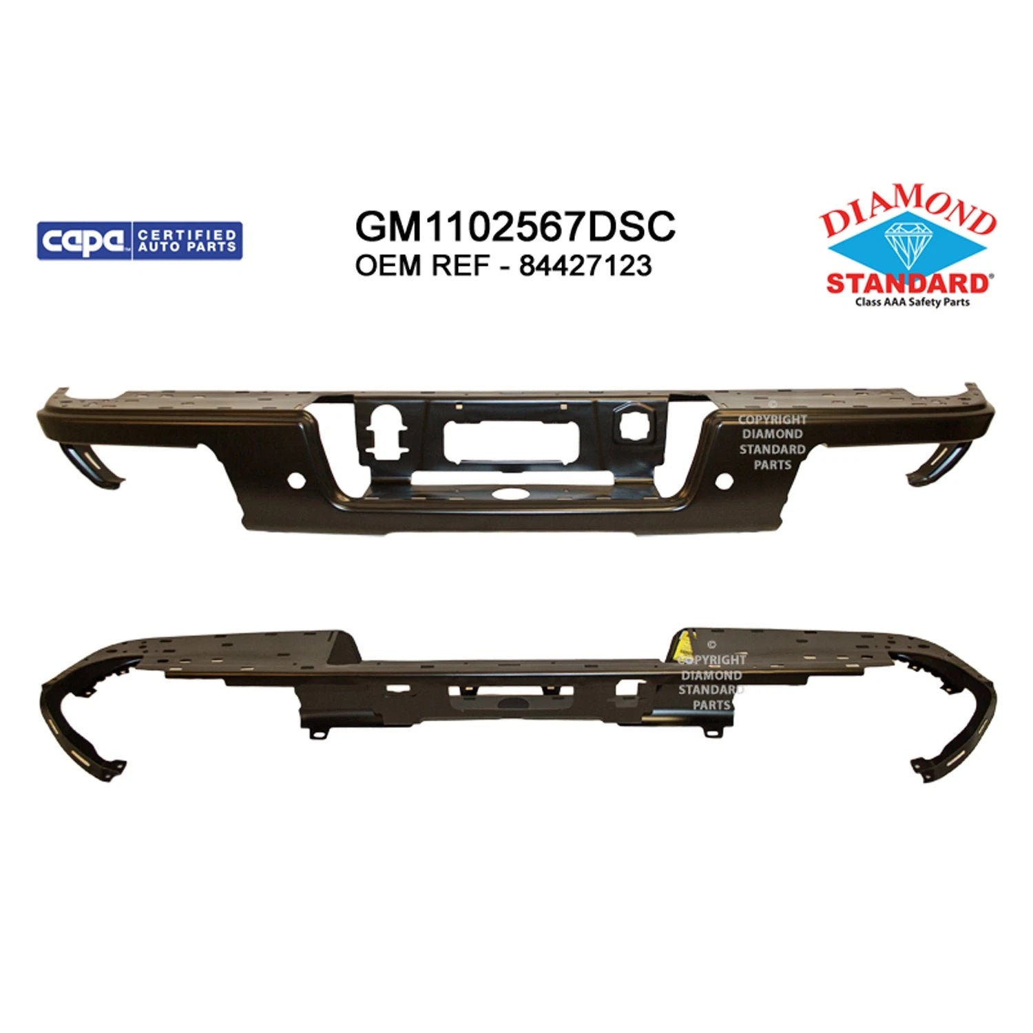 Replacement Steel Rear Step Bumper Face Bar w/Park Assist Sensor Holes