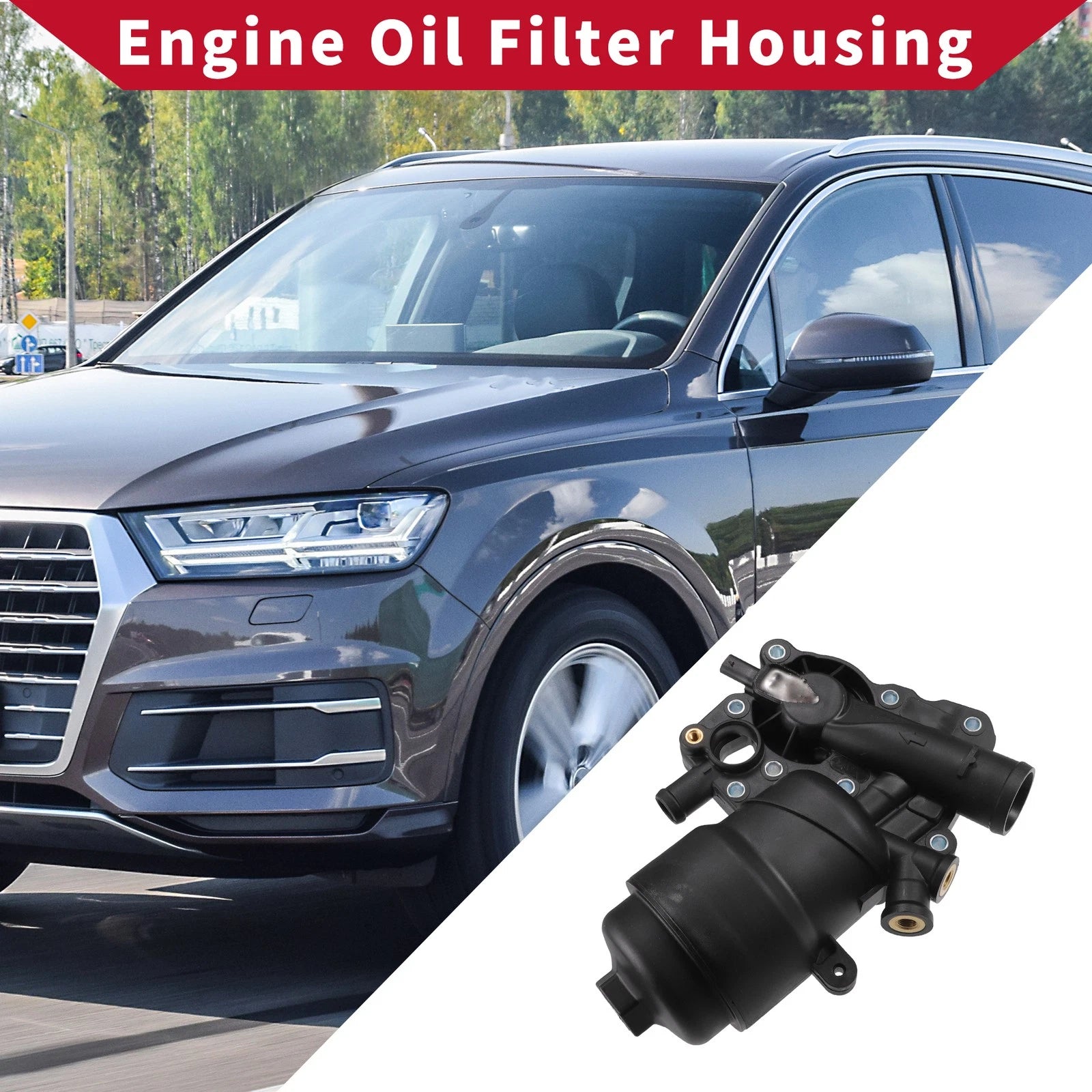 Engine Oil Filter Base Housing Assembly with Seals for Audi A6 A7 (2012–2018) No.059115389K