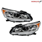 Set of 2 Headlight Assemblies for Honda Accord Sedan (2016–2017) Halogen with LED DRL