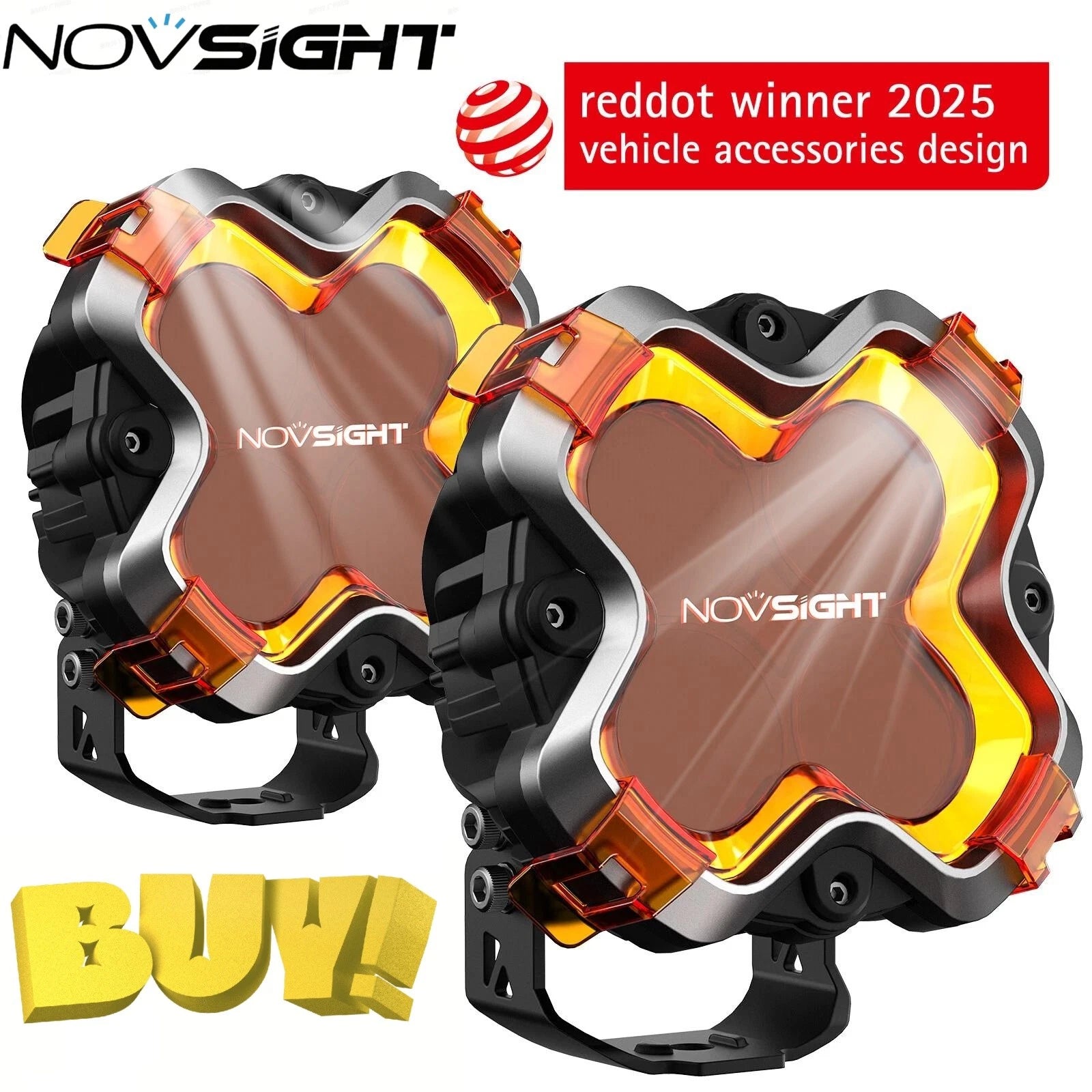 2X NOVSIGHT 6" LED Off-Road Driving Lights for Jeep Truck ATV (IP68)