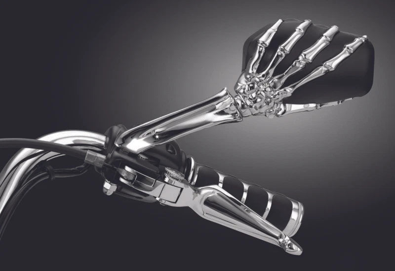 Kuryakyn Skeleton Hand Mirrors Chrome/Black for Harley-Davidson