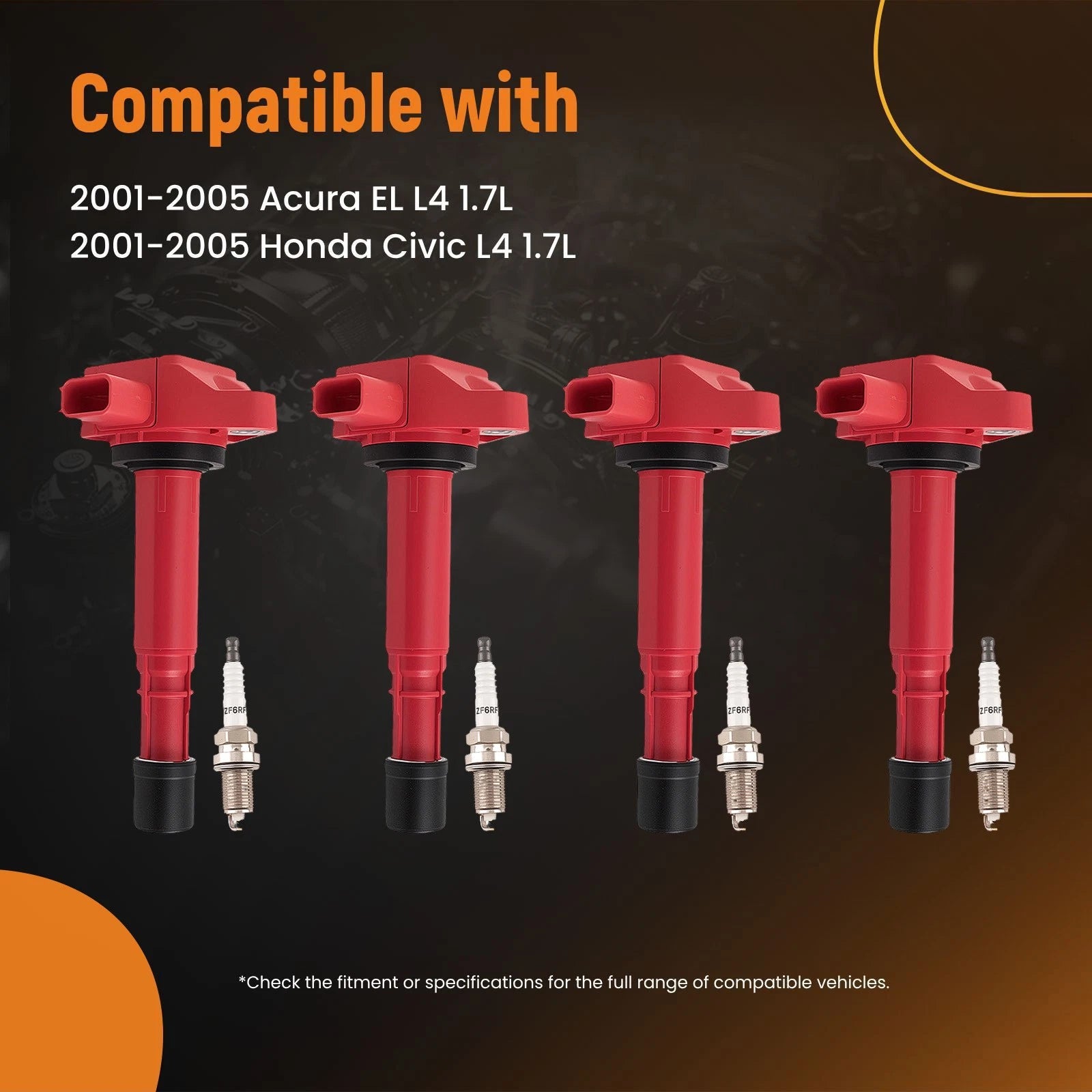 4X Ignition Coil & Spark Plug Set for Acura EL Honda Civic L4 1.7L (2001–2005)