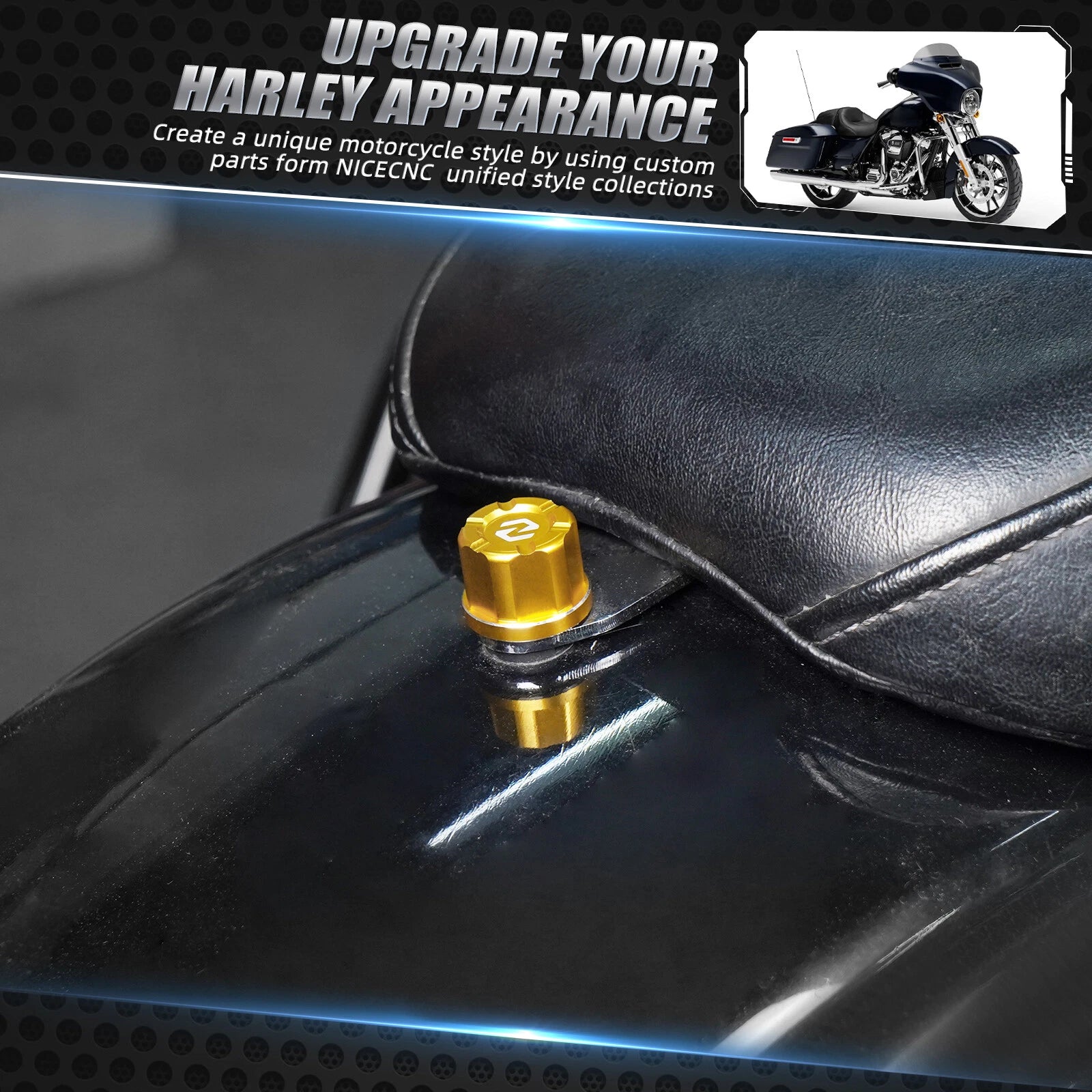 Anodized Rear Seat Bolt Knob for Harley Electra Glide FLHT, Street Glide FLHX
