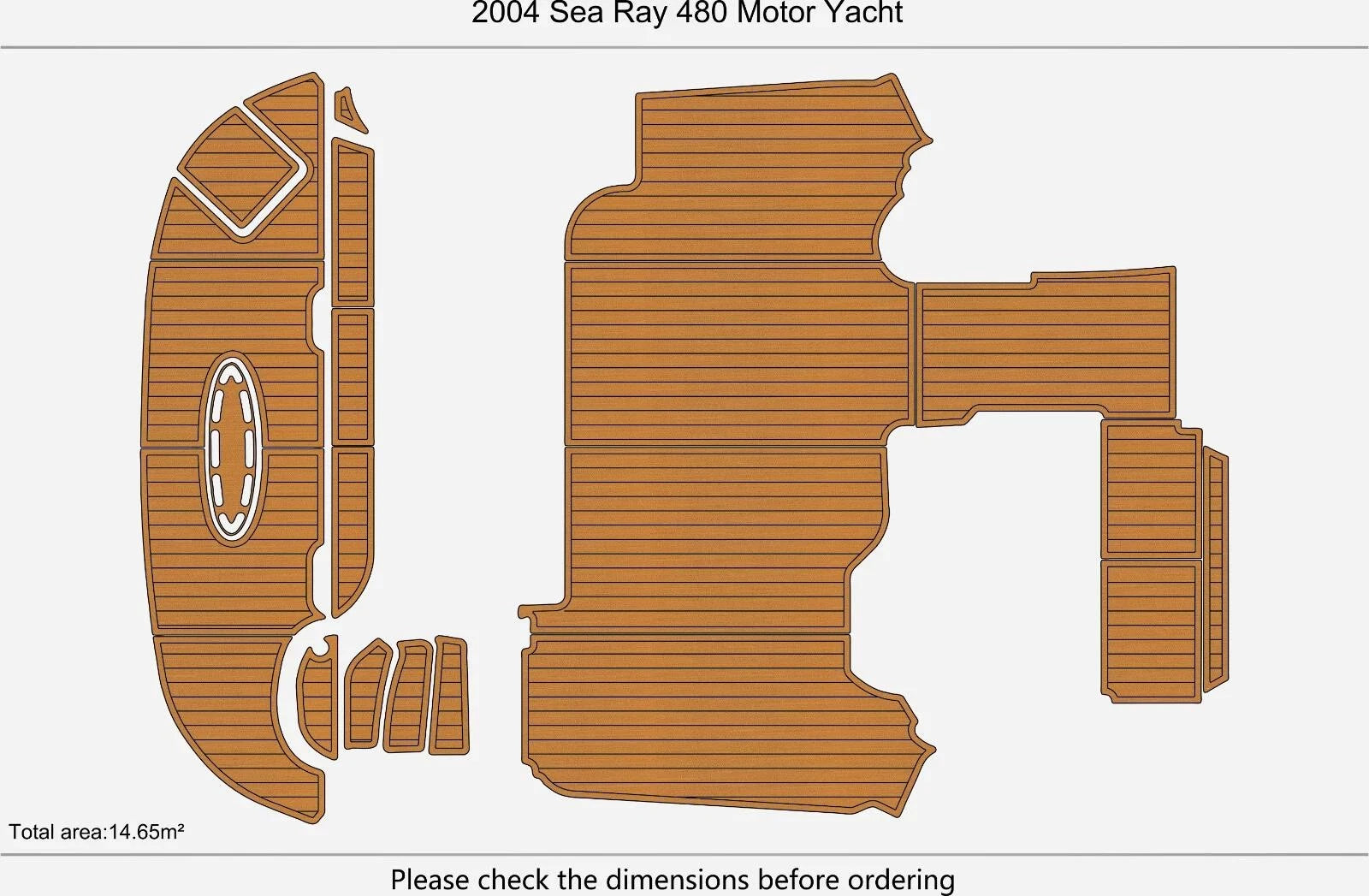 EVA Pad for Sea Ray 480 Cockpit Swim Platform (2004) - Teak Deck Mat