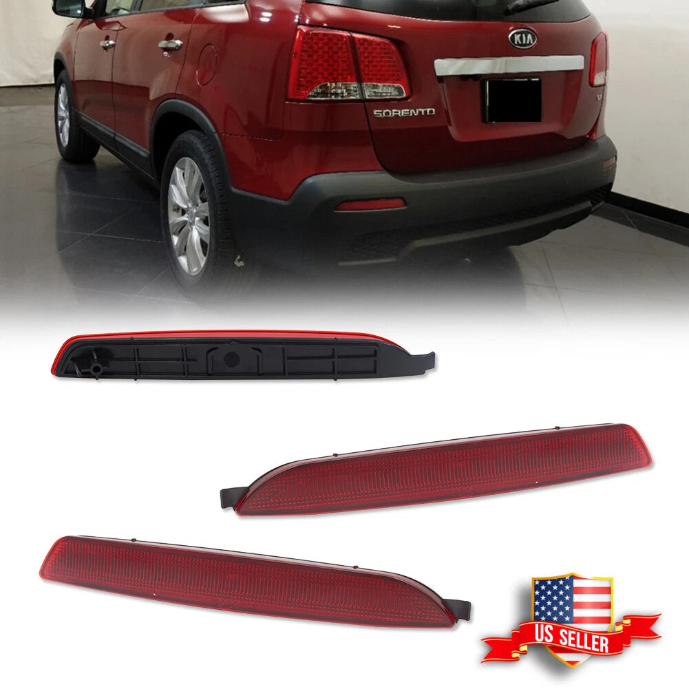 2X Red Lens Rear Bumper Reflector Lights for Kia Sorento (2011–2013)