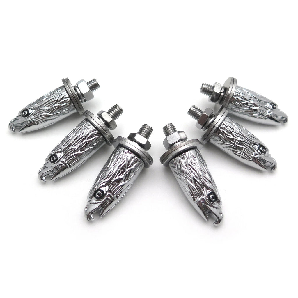 Set of 6 Chrome Eagle Head Bolts Screws for License Plate Frame